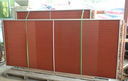 Serpentín Cobre-Aluminio para condensador Chiller marca Trane modelo RTAC225, Incluye Protección Anticorrosiva para ambientes Salinos marca Bronz-Glow Premium Husky Coil Coat Dorado 